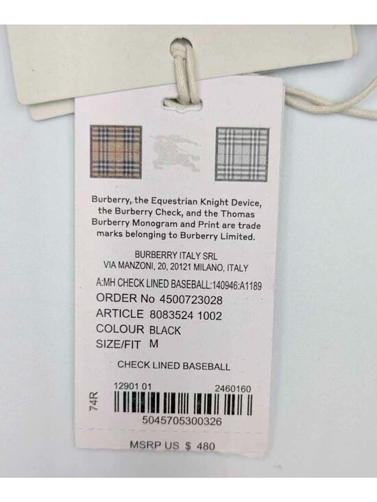 Burberry Check Lined Cotton Blend Baseball Cap Black M 8083524 main image 11